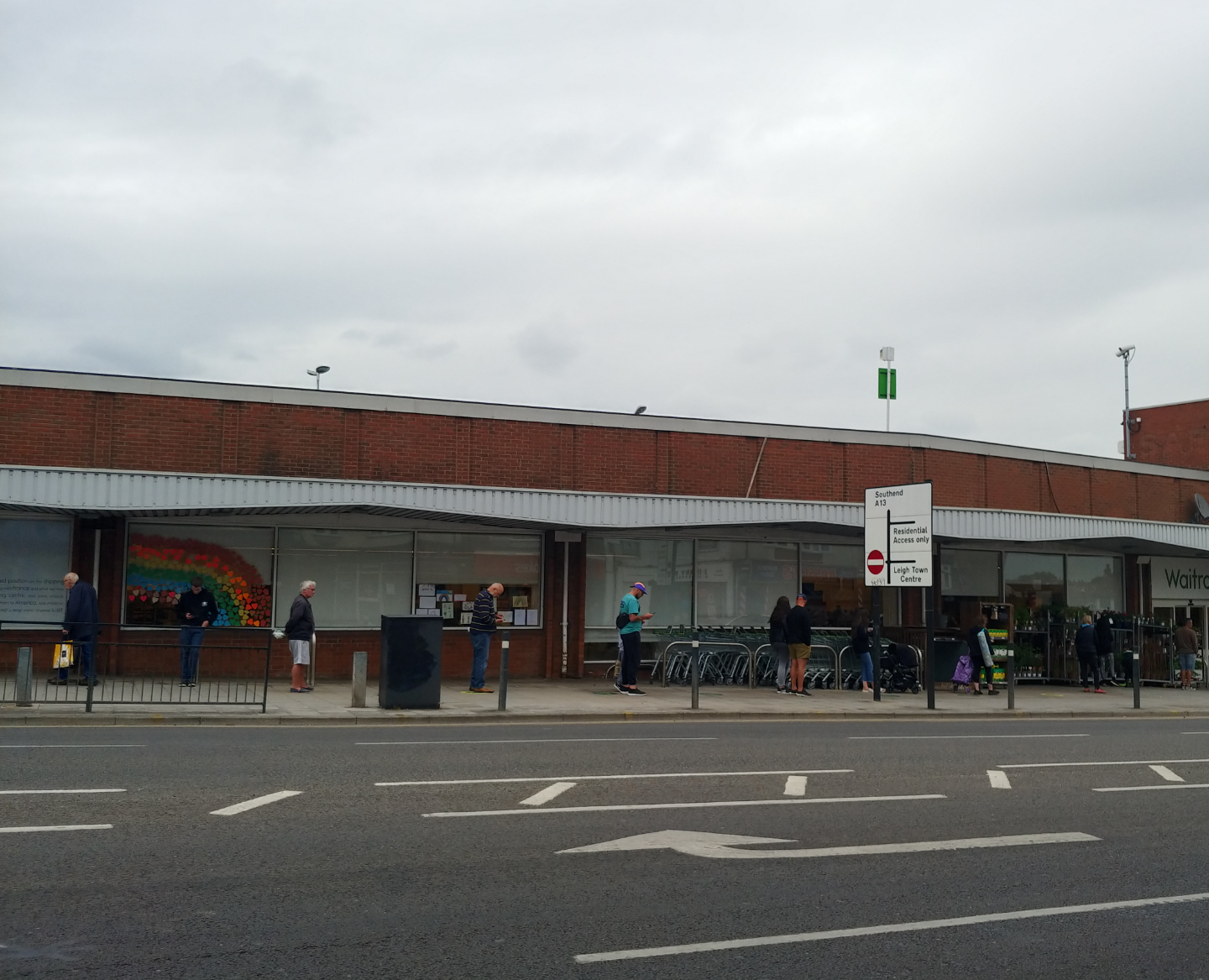 This is a photo taken in the 2nd week of Lockdown, and was taken outside a supermarket on the A13, a normally very busy road, from London to Southend-on-sea in Essex. This stretch of the A13 was taken in Leigh-on-sea, Essex. There waa no traffic on the roads, it was almost eerie, and scenes of people queuing socially distanced, scenes we are now getting more used to seeing. © Helene Robinson