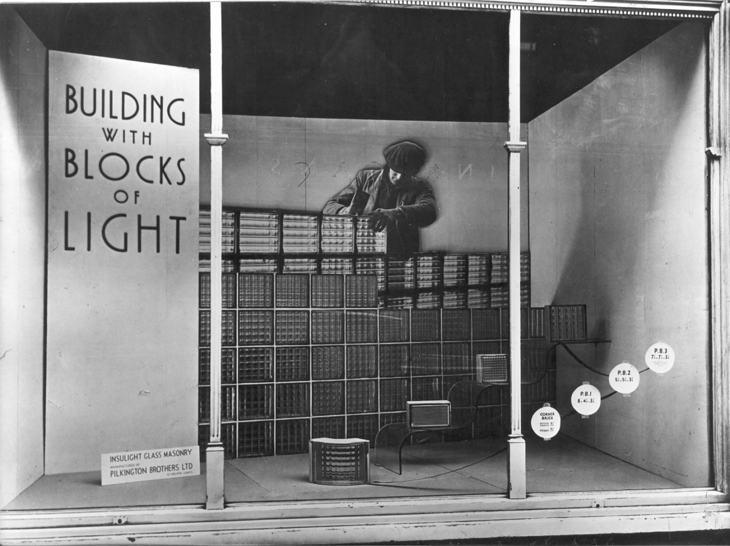 Bricks of light window display, 158 New Bond Street, 1936 © Building Centre archive