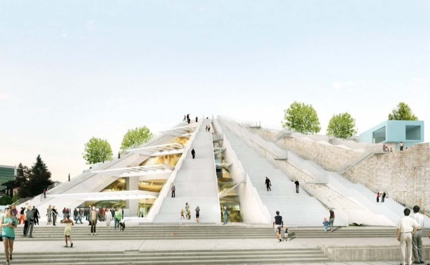 MVRDV's plan for the Pyramid of Tirana to become a technology education centre. © MVRDV