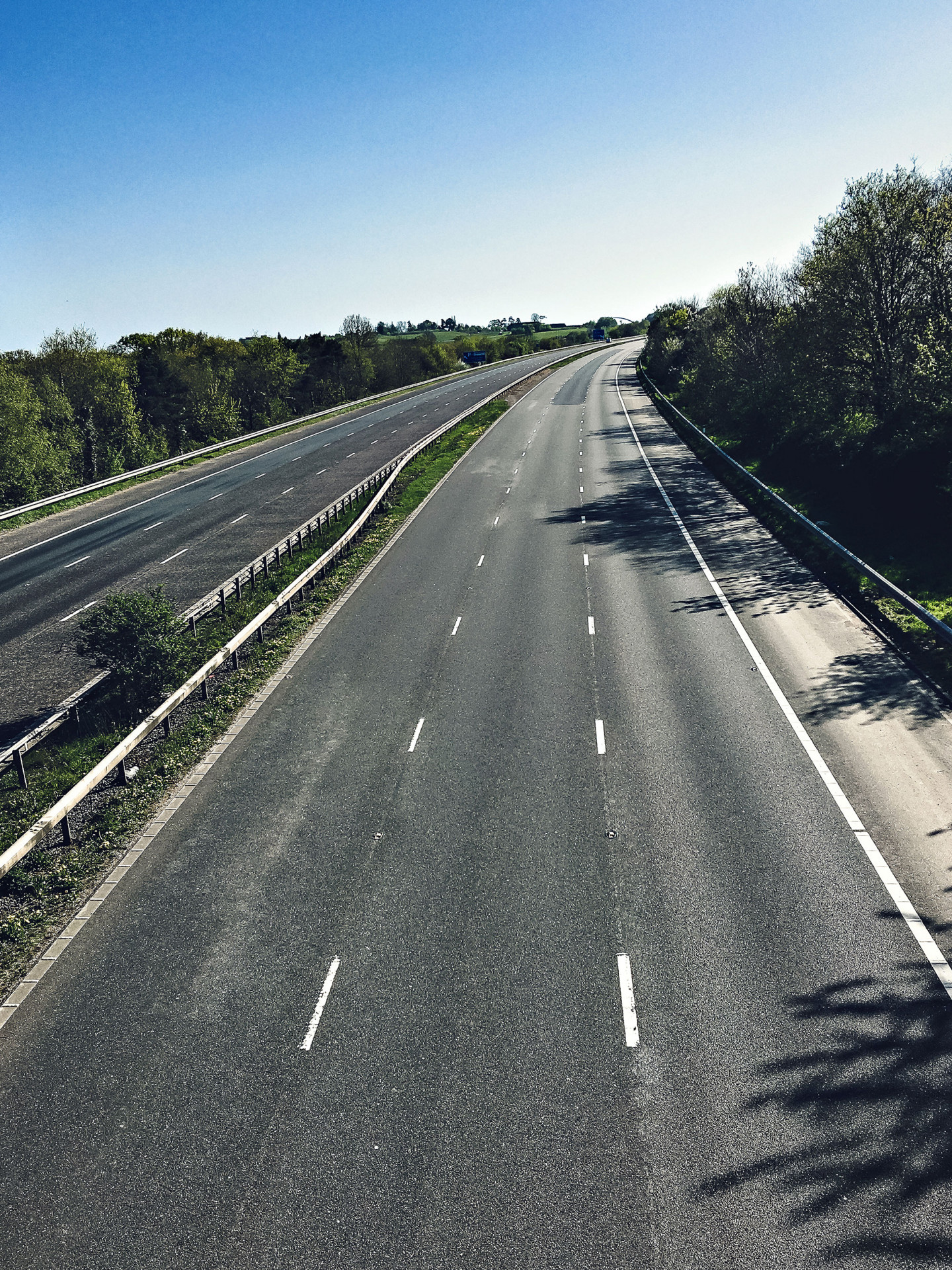 The M5 at Exeter on Easter Bank Holiday Monday at about 4pm.  Usually today would be bumper-to-bumper as the Easter holiday makers return home, but not this year as everyone stayed away. © Fiona French